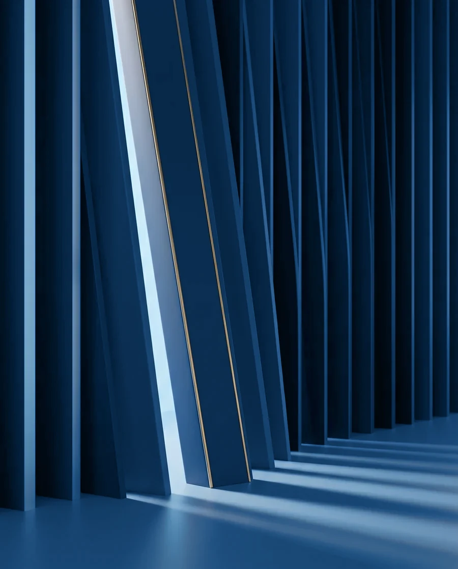 Tall glass fins with a line of light