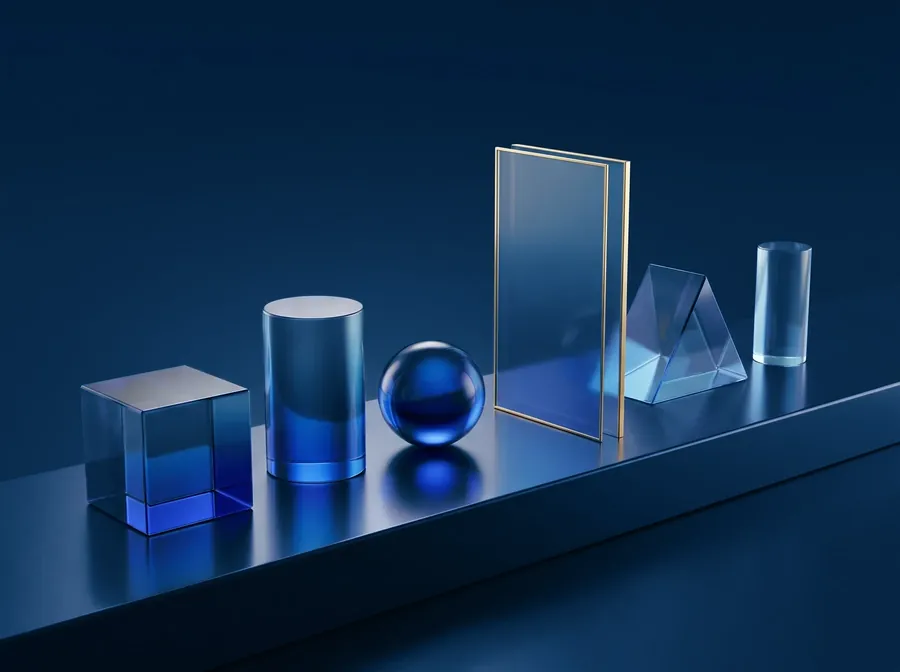 Glass forms of different shapes set out on a ledge