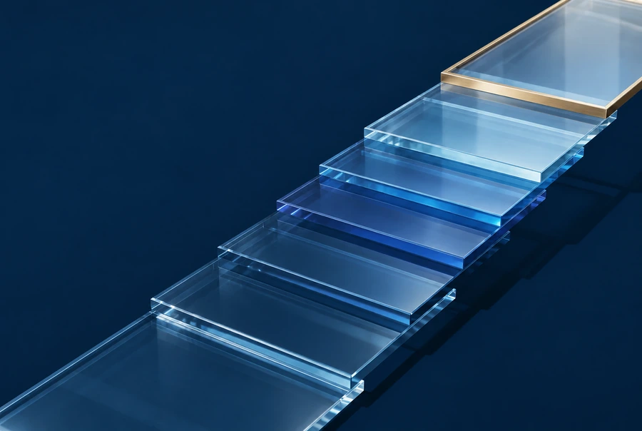 Glass slabs stepping upward on Navy