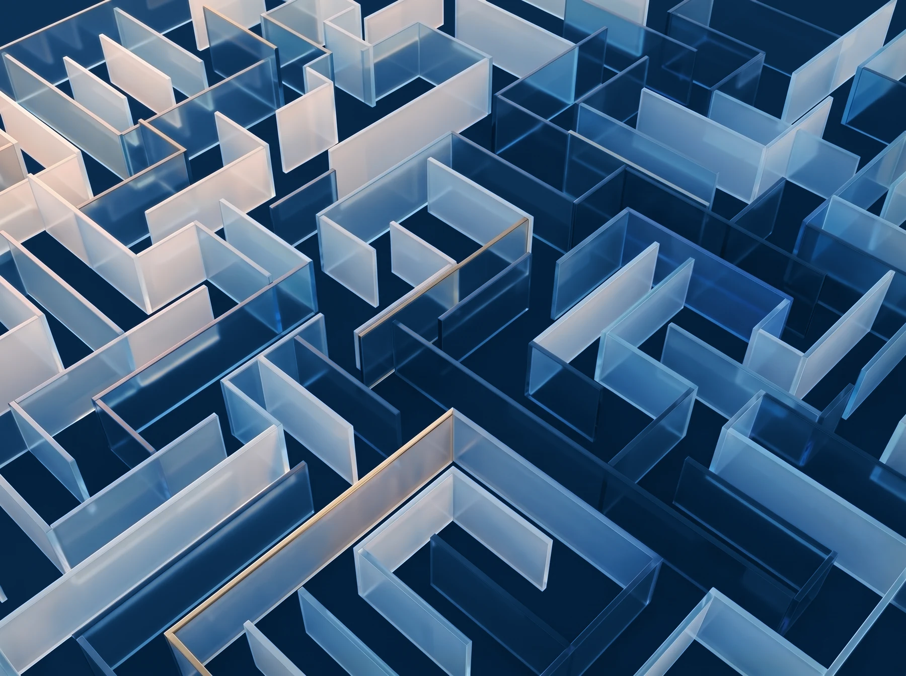 A maze of glass walls seen from above