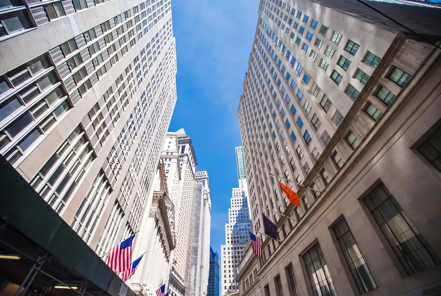 Wall Street towers looking up