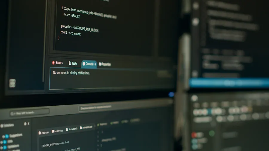 Code on a screen, close