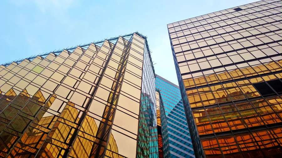 Gold glass towers