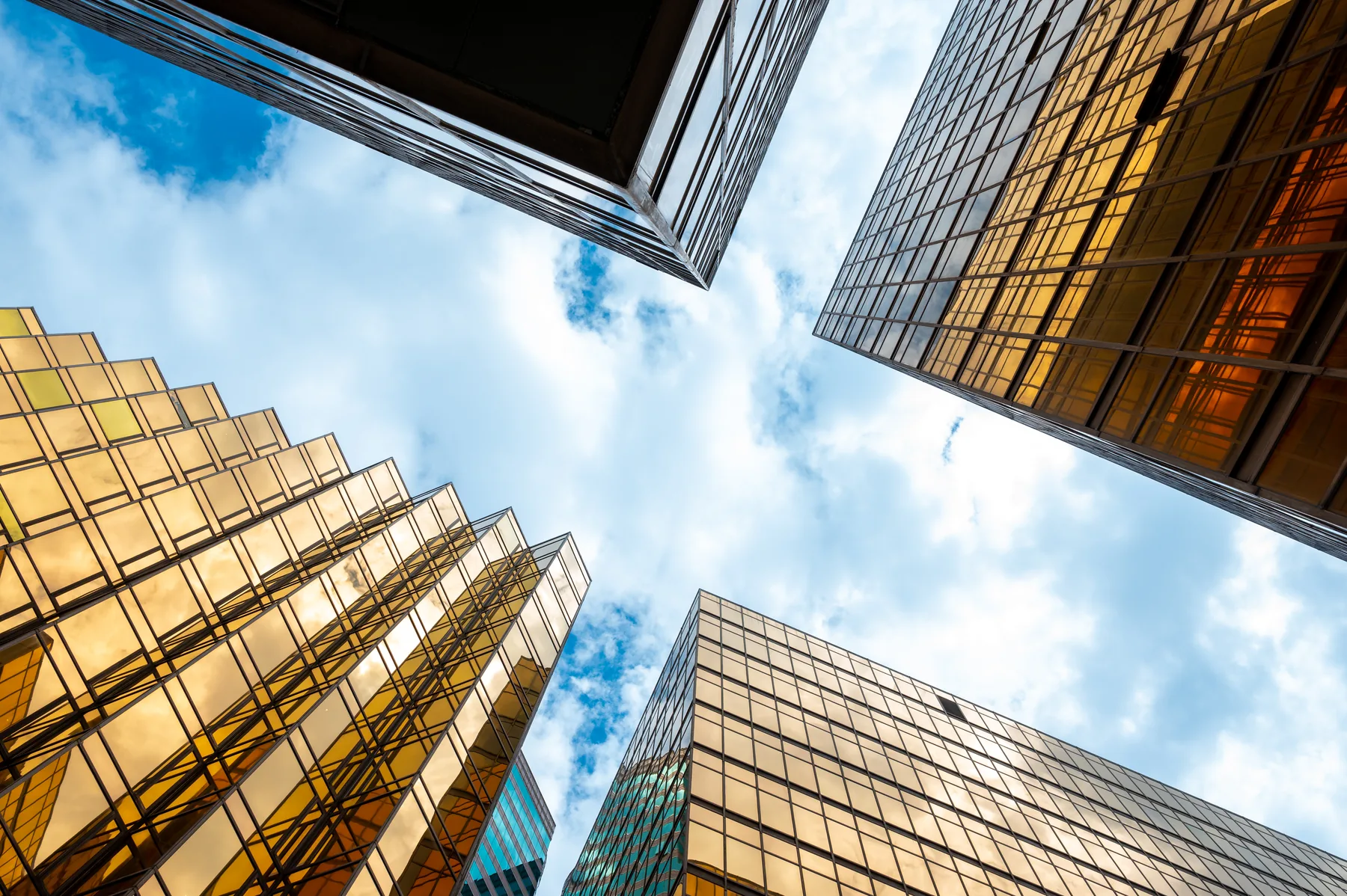 Gold stepped towers under cloud