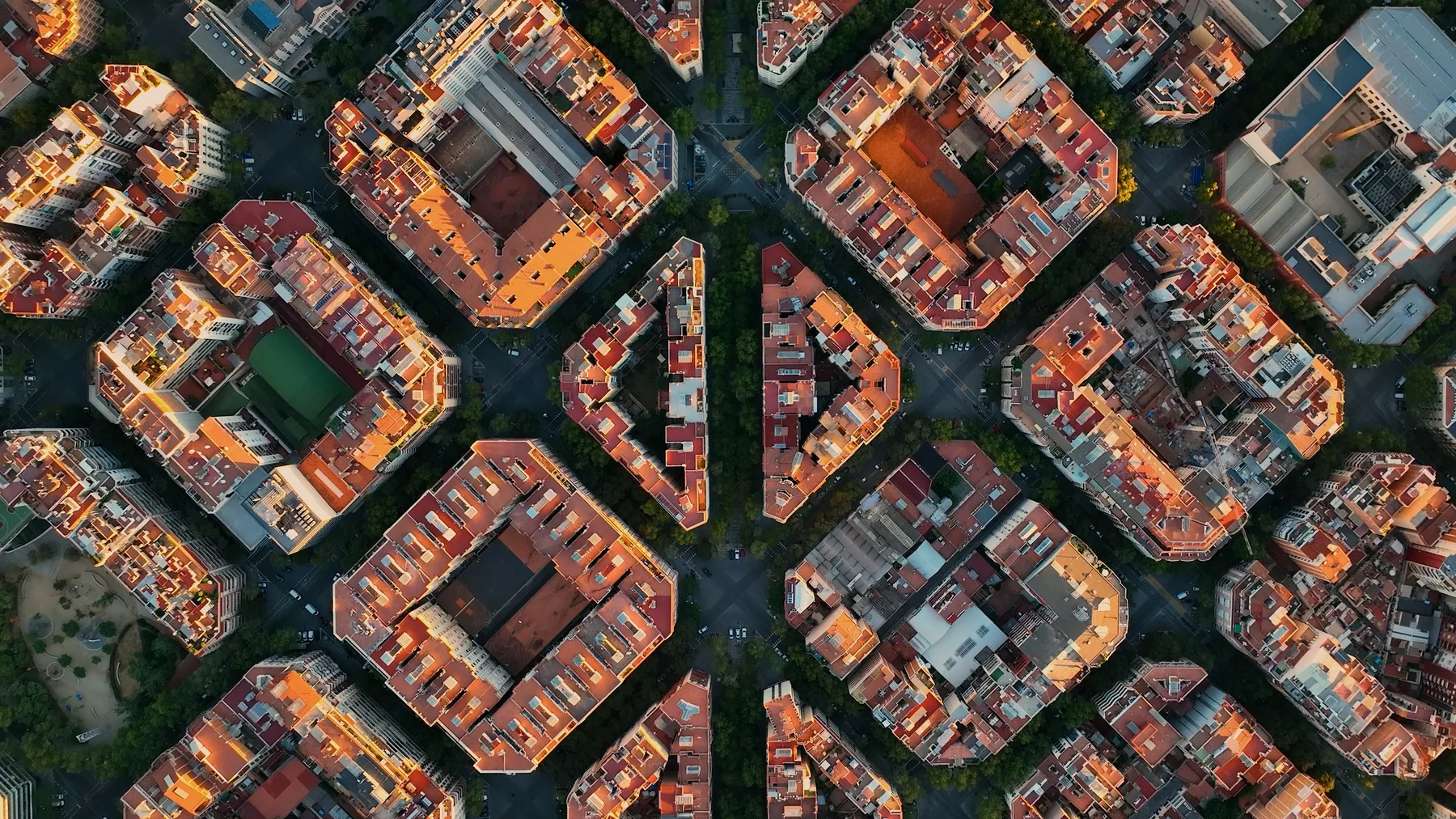 Octagonal city blocks seen from above