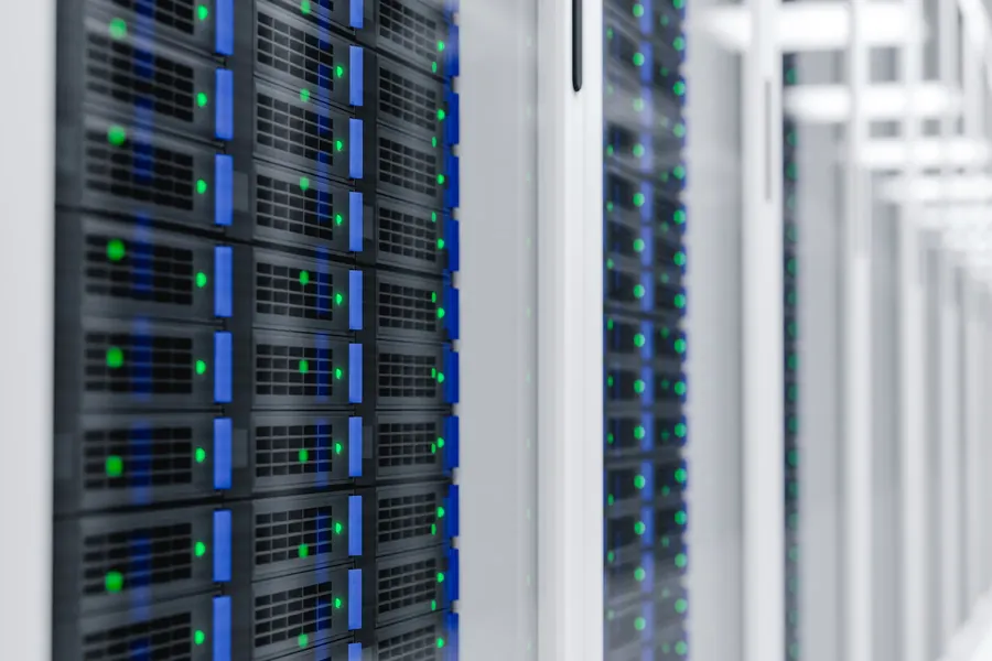 Server racks, shallow focus