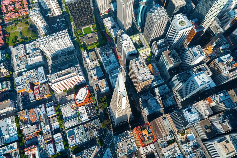 Downtown towers from above