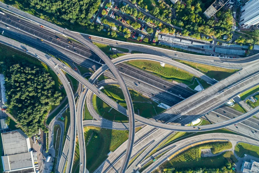 Urban motorway junction, aerial